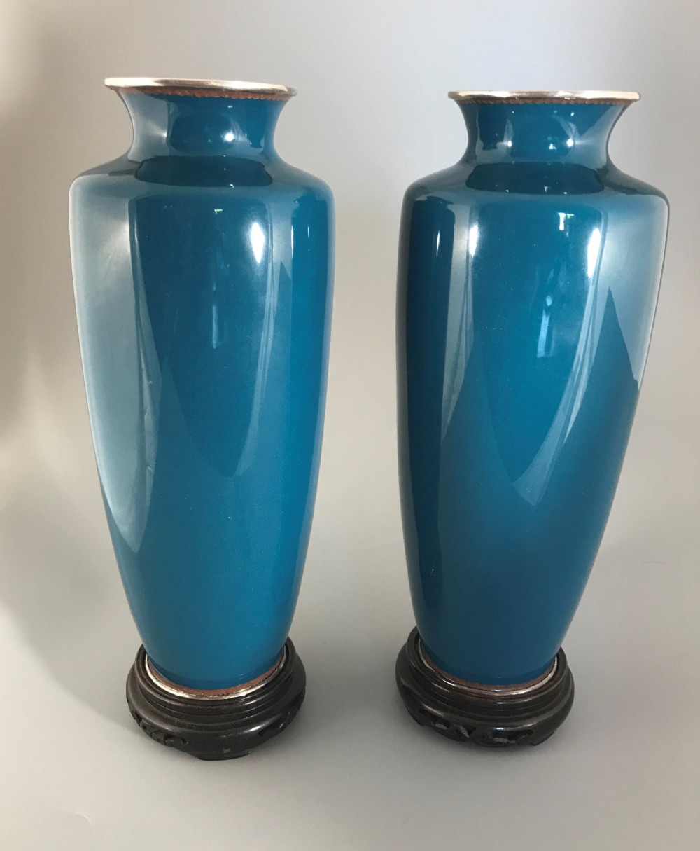 Pair of Silver wire Cloisonne vases . View XIII