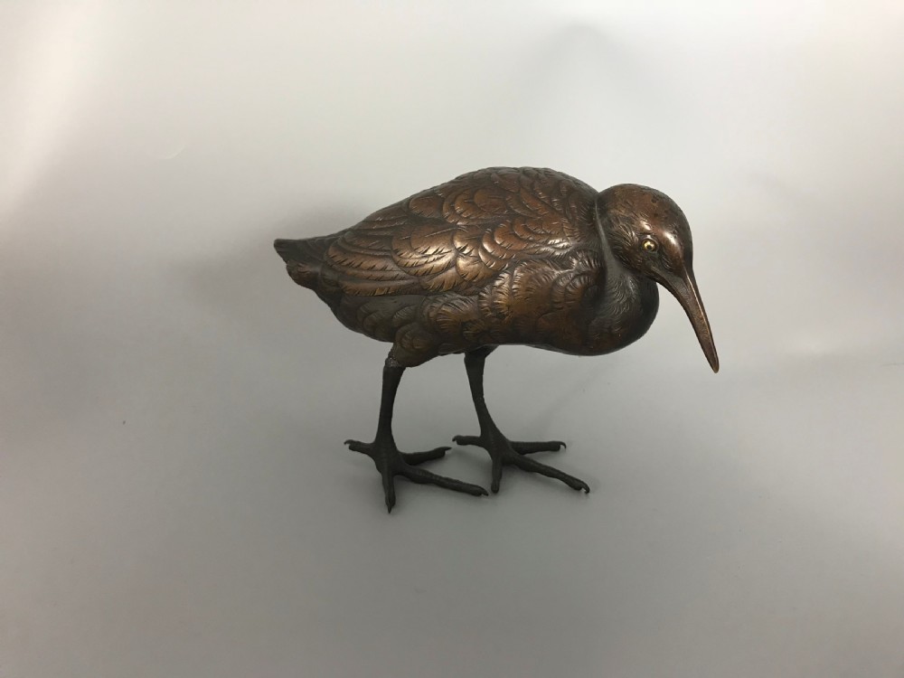 19thC. Japanese bronze of a Bittern. View II