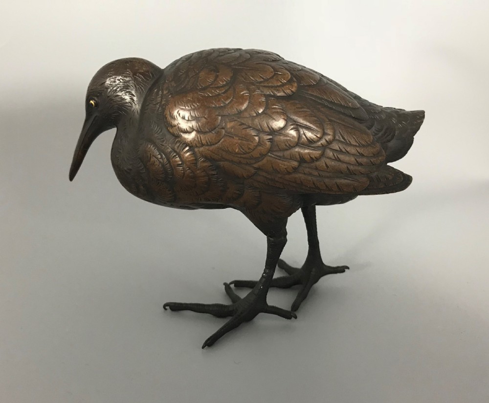 19thC. Japanese bronze of a Bittern. View III
