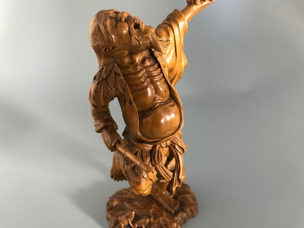 Japanese Boxwood Okimono of Gama Sennin. View VIII