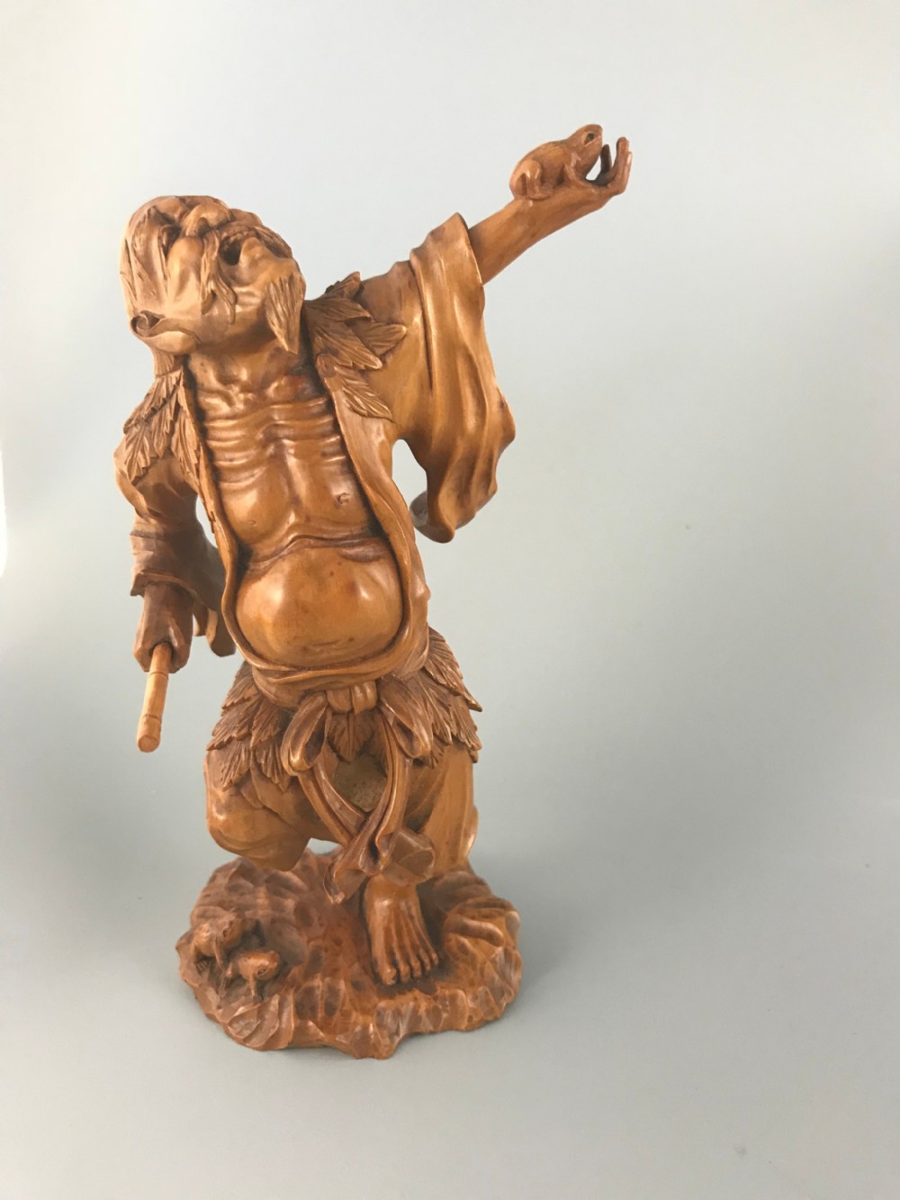 Japanese Boxwood Okimono of Gama Sennin. View IX