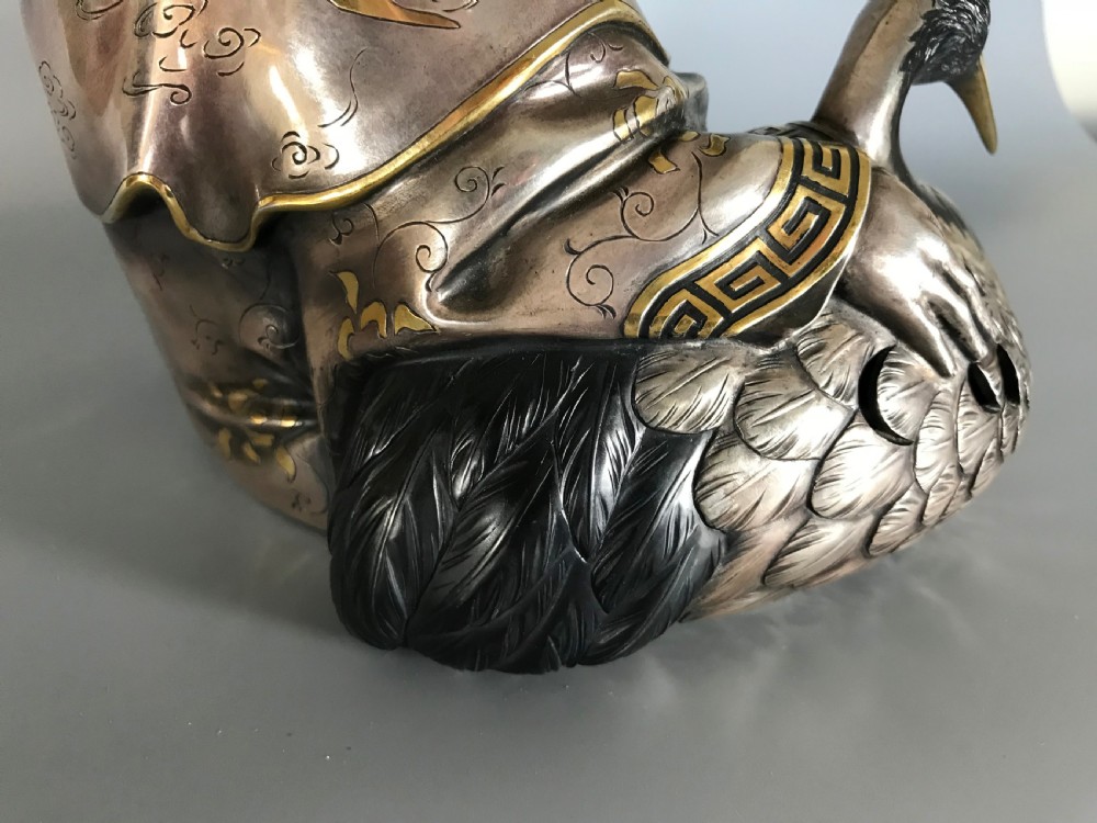 ANTIQUE JAPANESE SILVER FIGURE of JUROJIN View XIII