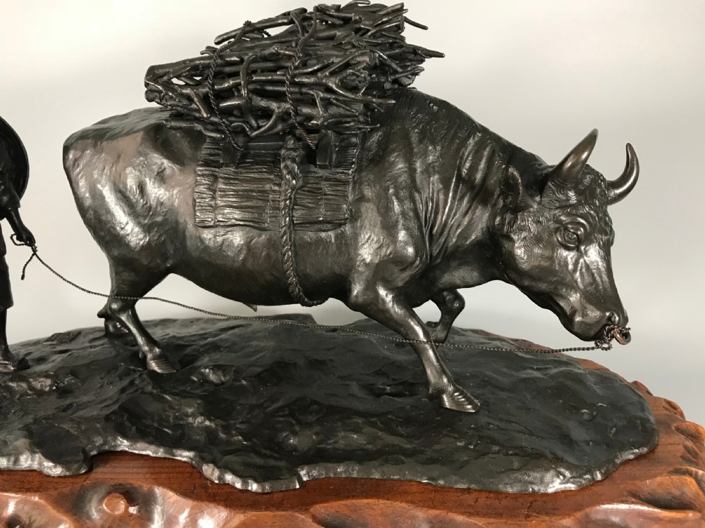 LARGE ANTIQUE JAPANESE BRONZE WATER BUFFALO View XI