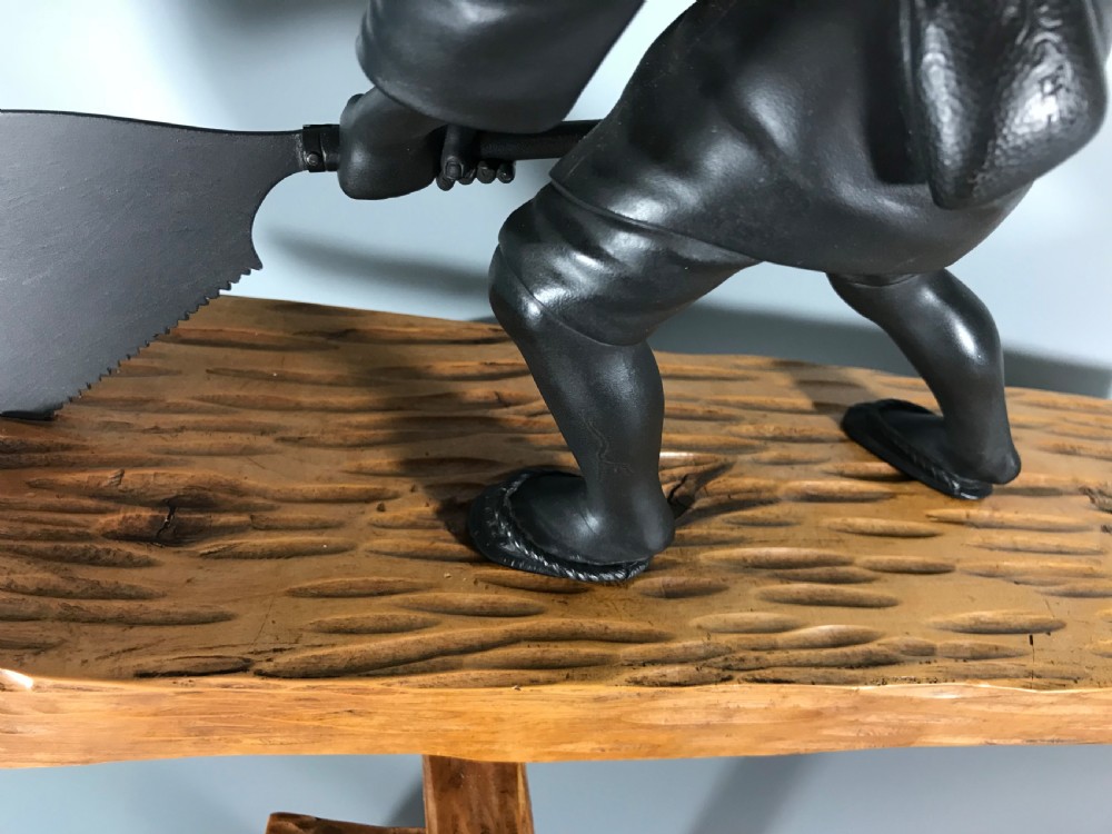 LARGE JAPANESE BRONZE AND WOOD OKIMONO of CARPENTER View X