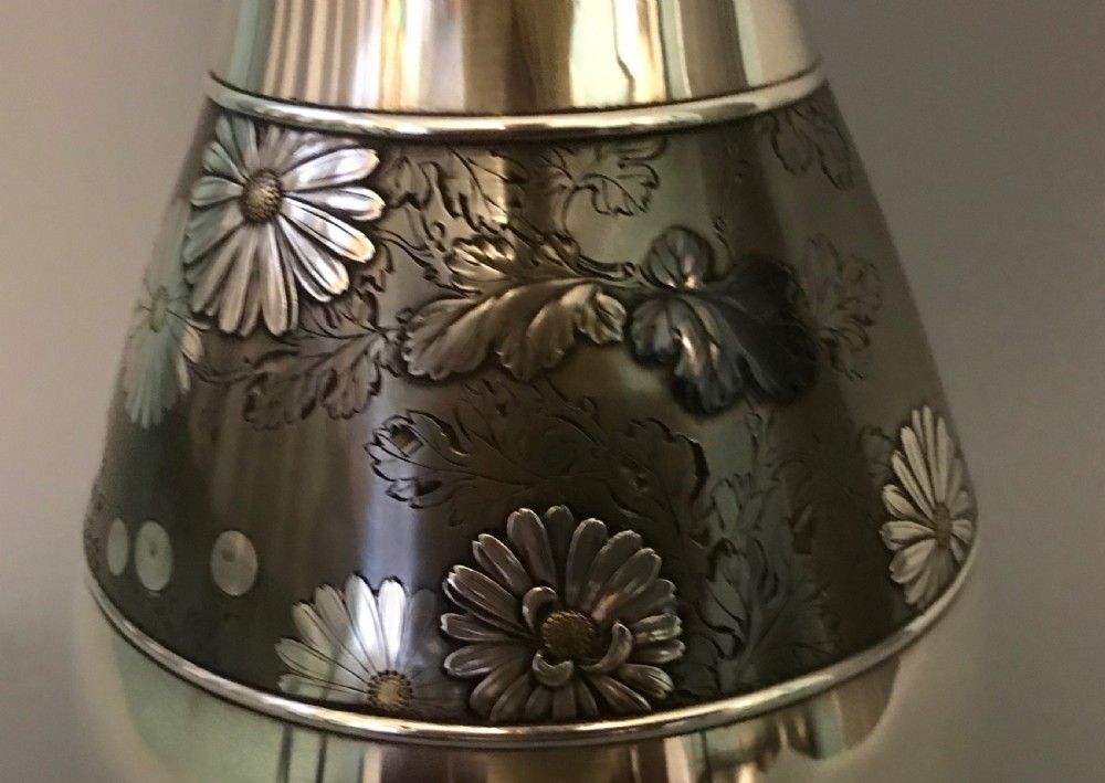 JAPANESE SILVER ,MIXED METAL VASE. View VI