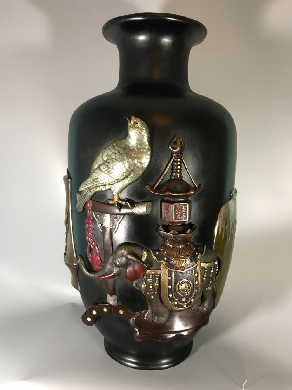 MASSIVE JAPANESE BRONZE VASE 