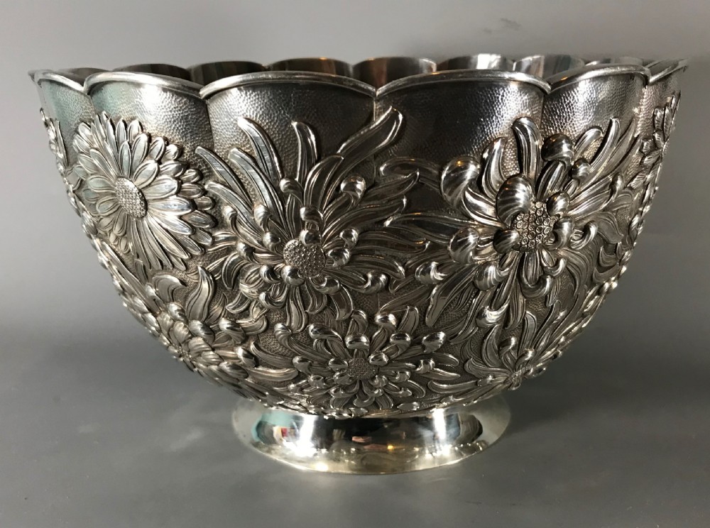 LARGE ANTIQUE JAPANESE 
 SILVER BOWL View IV