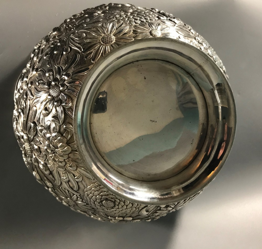 LARGE ANTIQUE JAPANESE 
 SILVER BOWL View VIII
