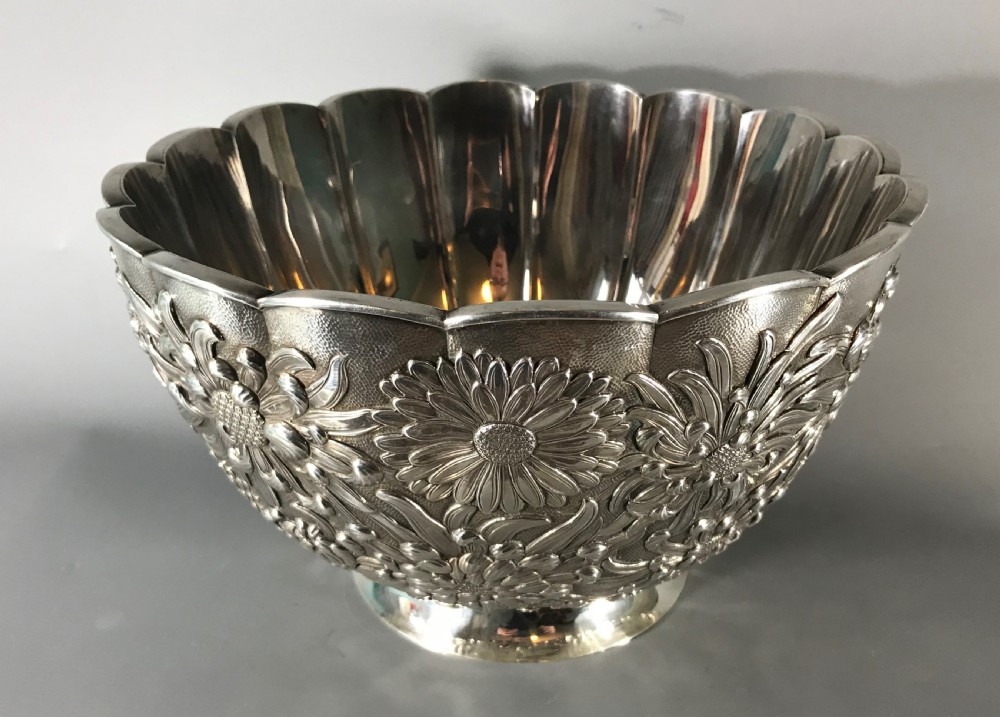 LARGE ANTIQUE JAPANESE 
 SILVER BOWL View IX