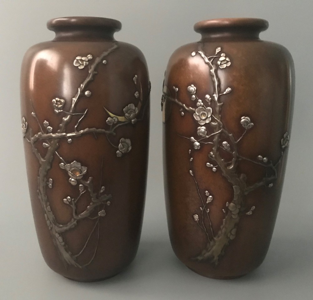 JAPANESE BRONZE VASES by NOGAWA