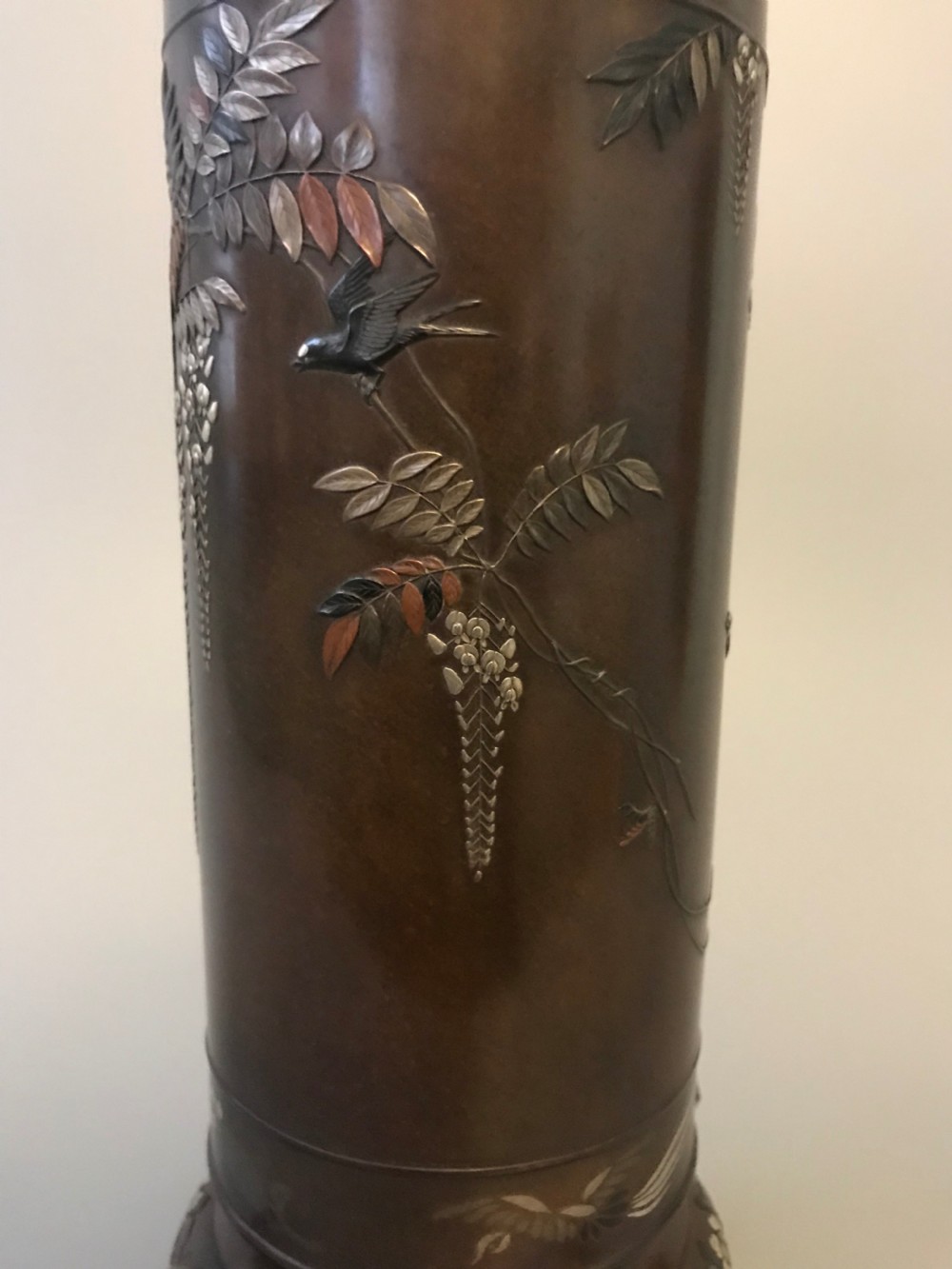 LARGE JAPANESE BRONZE VASE by NOGAWA. View IV