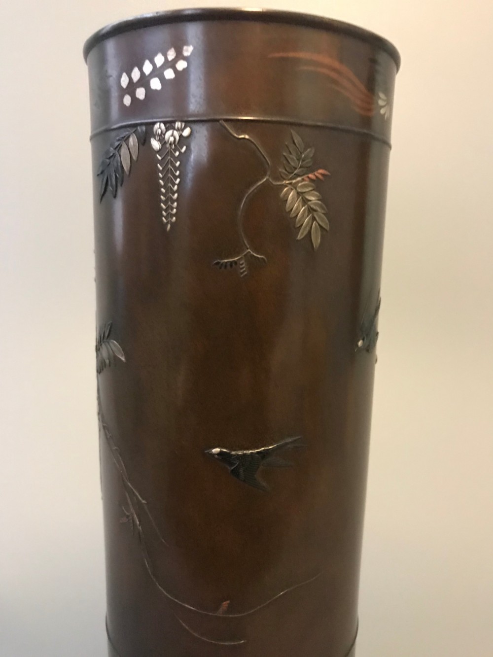 LARGE JAPANESE BRONZE VASE by NOGAWA. View V