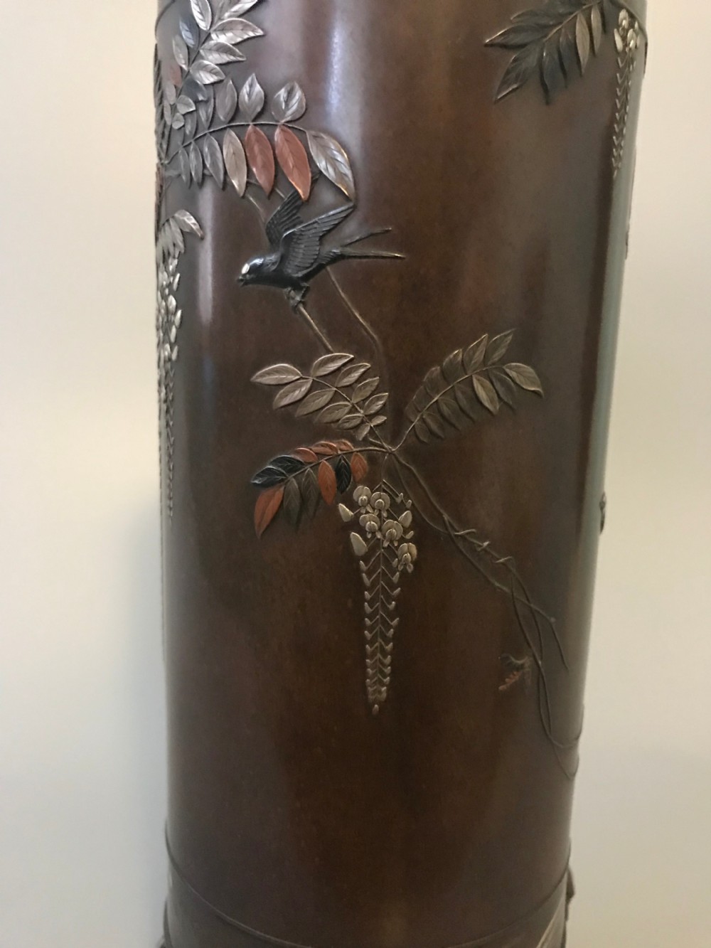 LARGE JAPANESE BRONZE VASE by NOGAWA. View X
