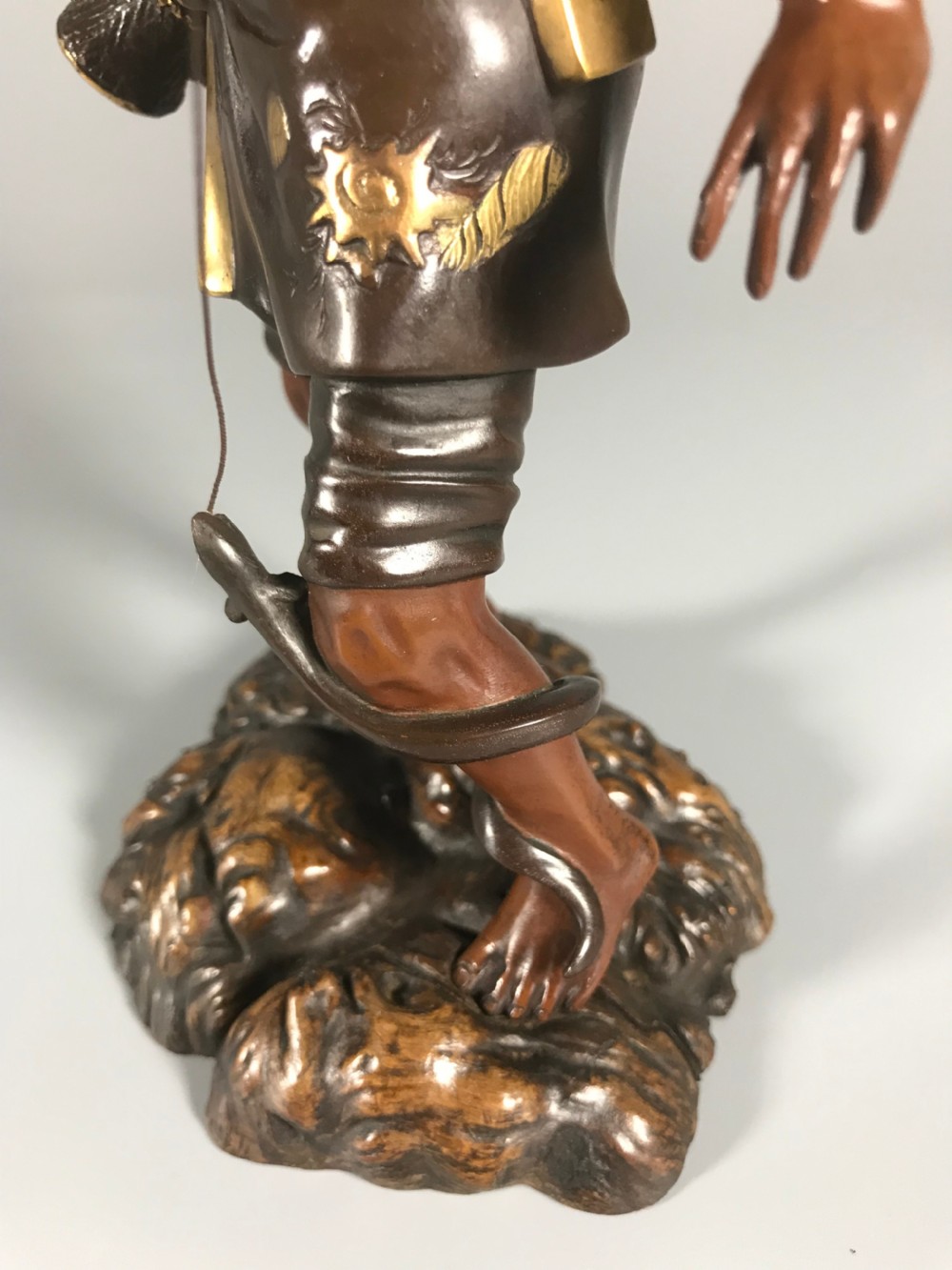 Japanese bronze okimono of a fisherman View VI
