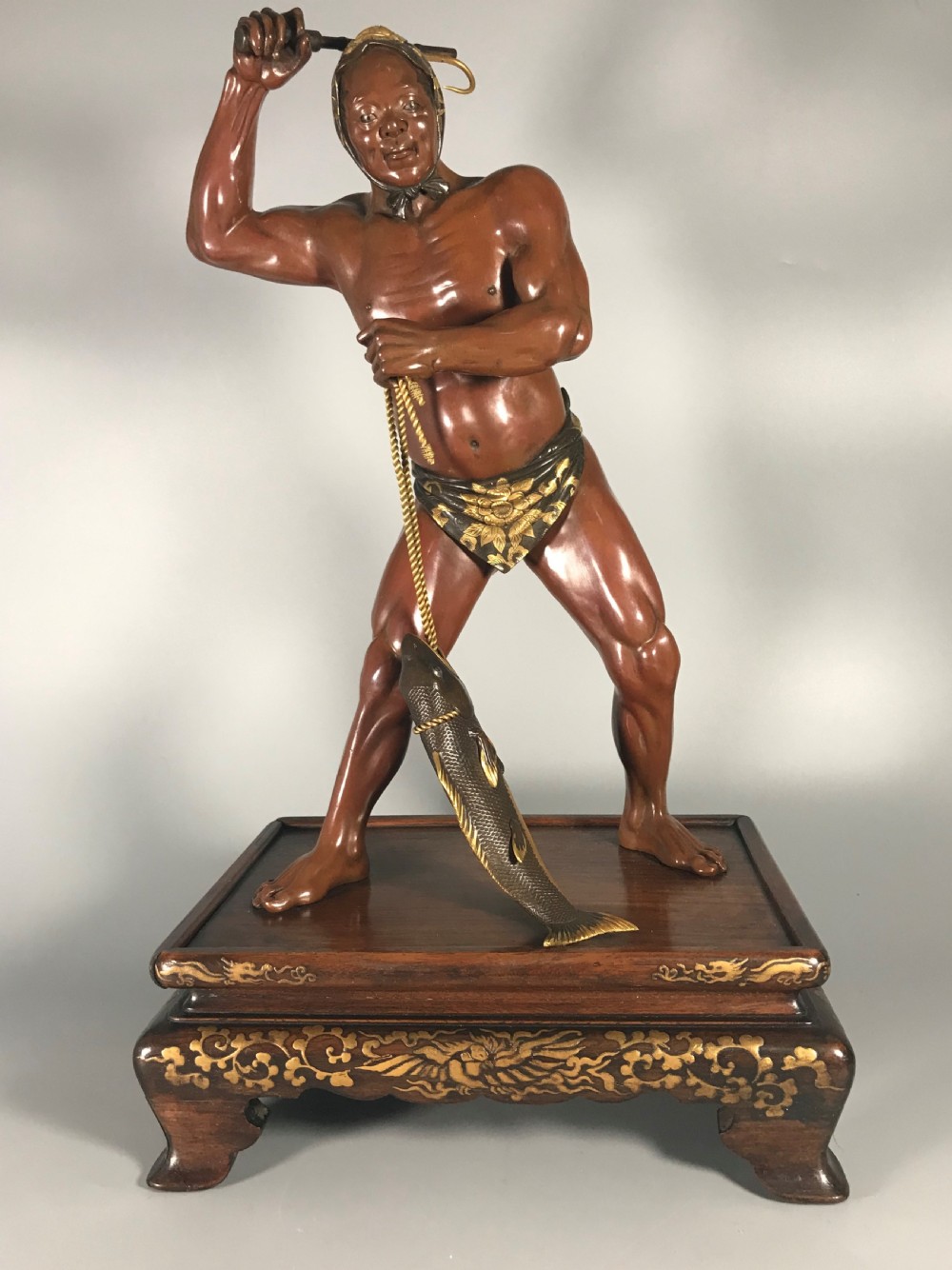 LARGE ANTIQUE JAPANESE BRONZE FIGURE