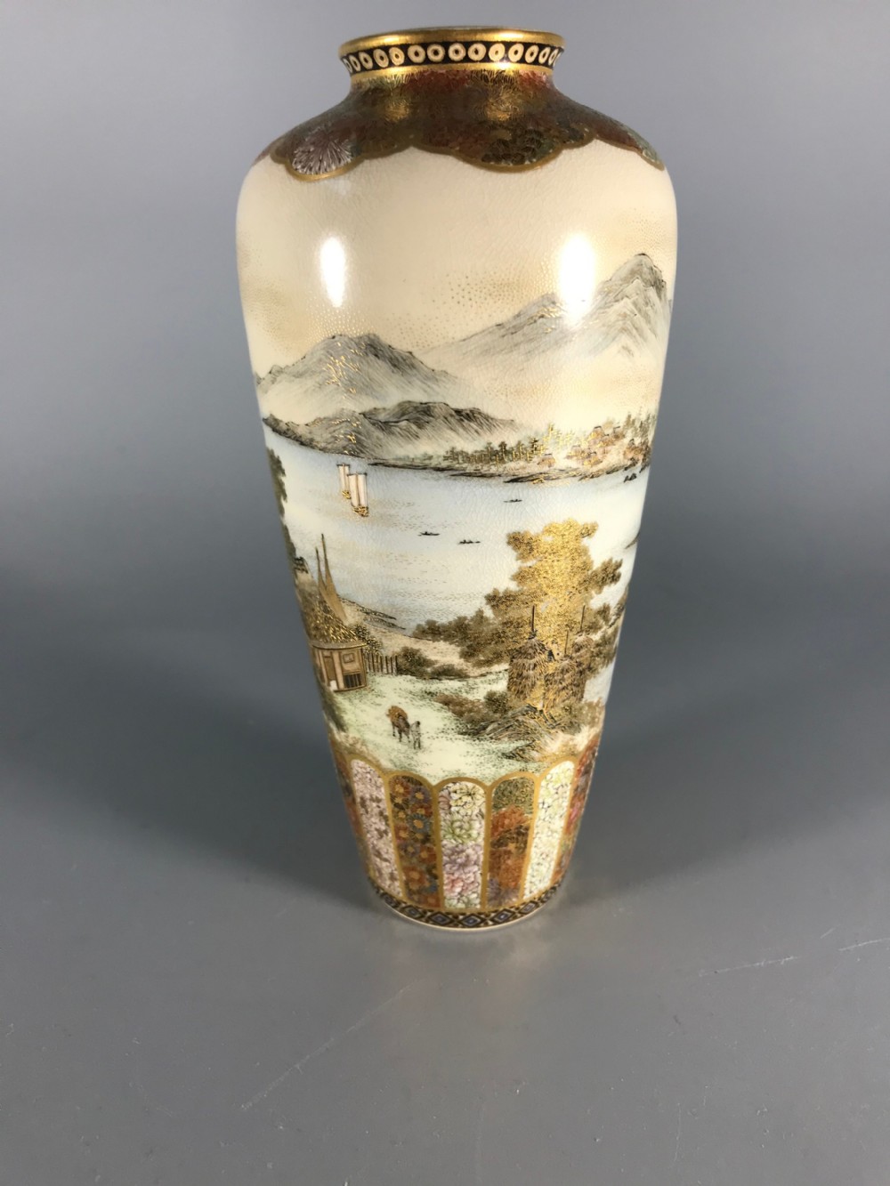 Large Japanese satsuma vase by Yabu Meizan View III