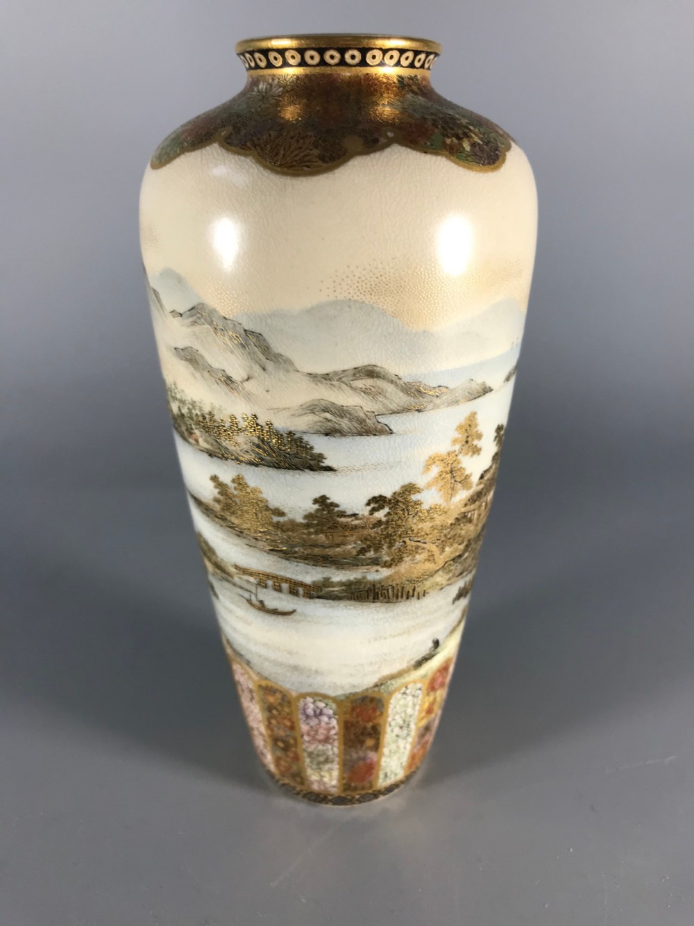 Large Japanese satsuma vase by Yabu Meizan View V