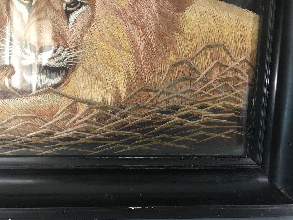 Antique Japanese silk work of Lion and Lioness. View V