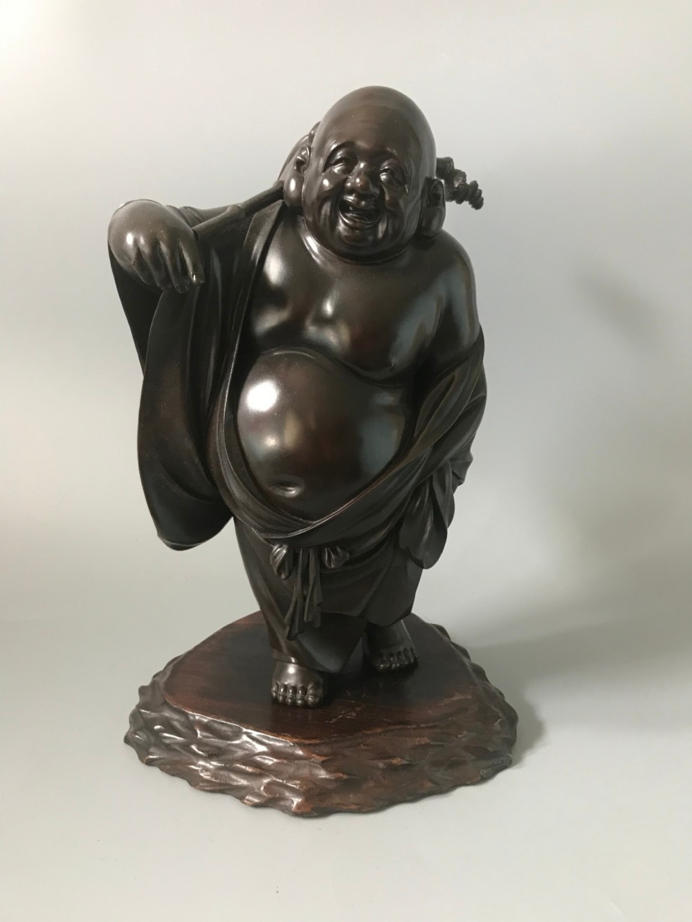 Wonderful Meiji  Japanese Bronze of Hotei . View II