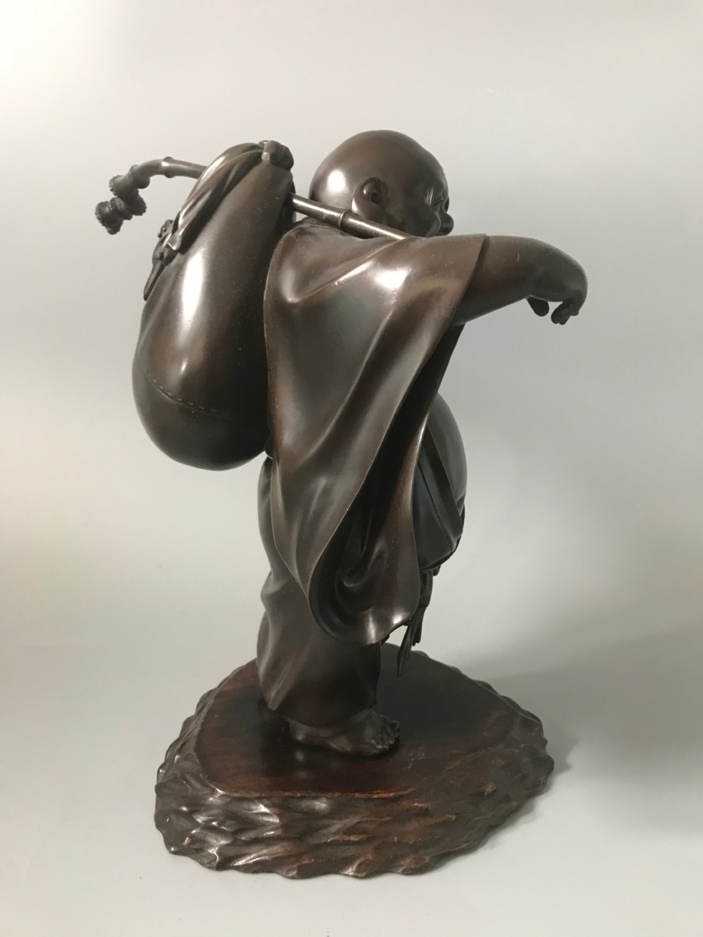 Wonderful Meiji  Japanese Bronze of Hotei . View III