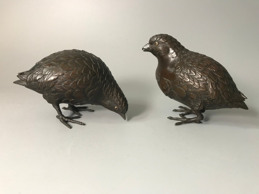 Charming pair of Japanese Bronze Quails.