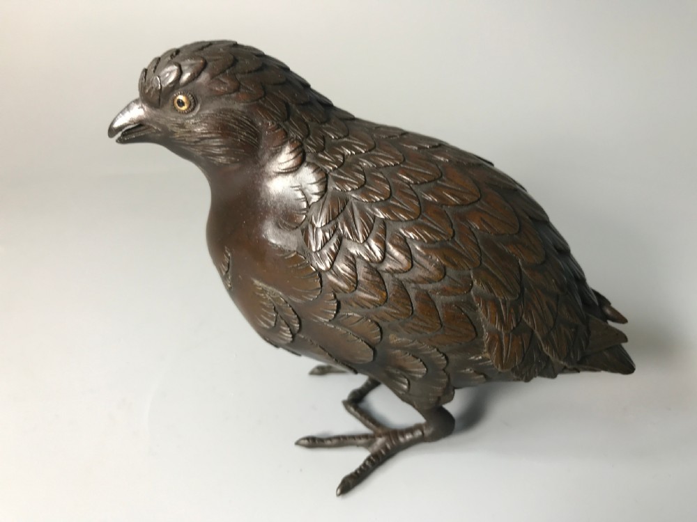 Charming pair of Japanese Bronze Quails. View IV
