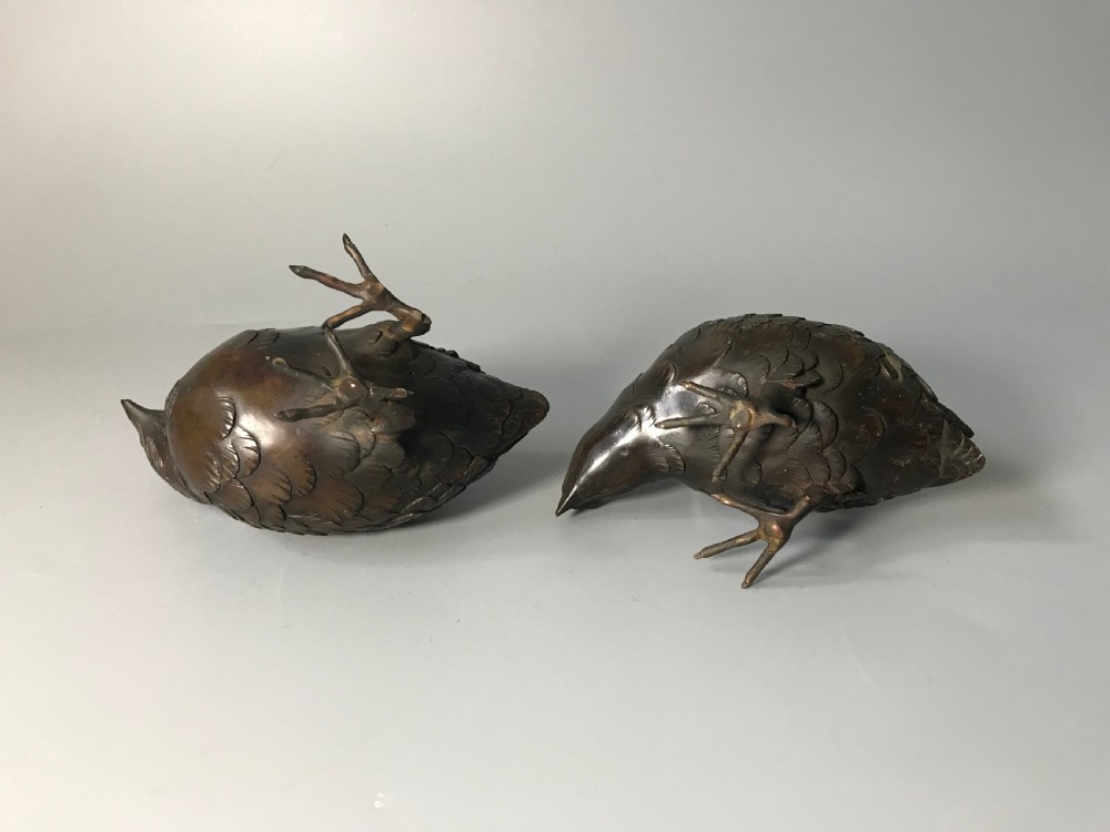 Charming pair of Japanese Bronze Quails. View VI