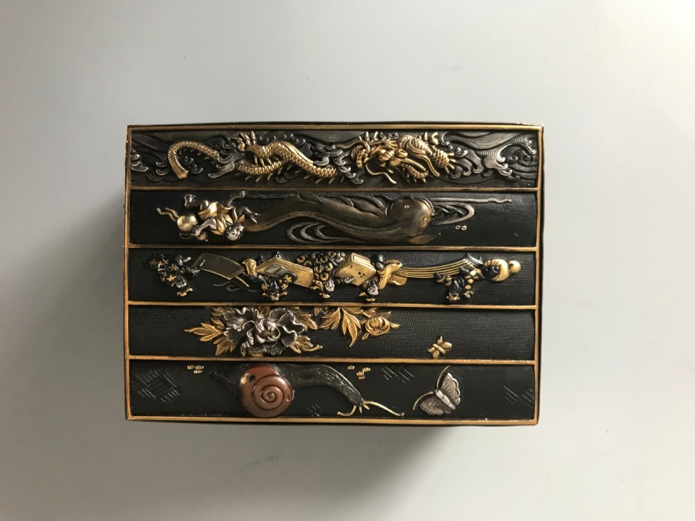JAPANESE MIXED METAL BOX. View II