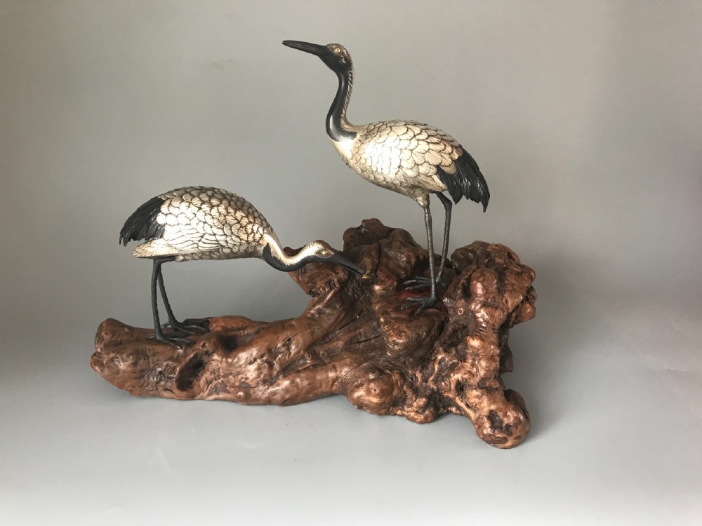 JAPANESE OKIMONO of CRANES.