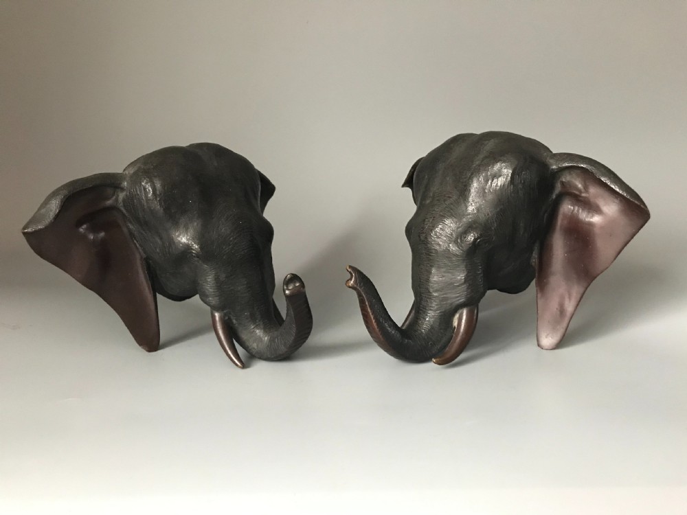 Japanese bronze elephant bookends.
