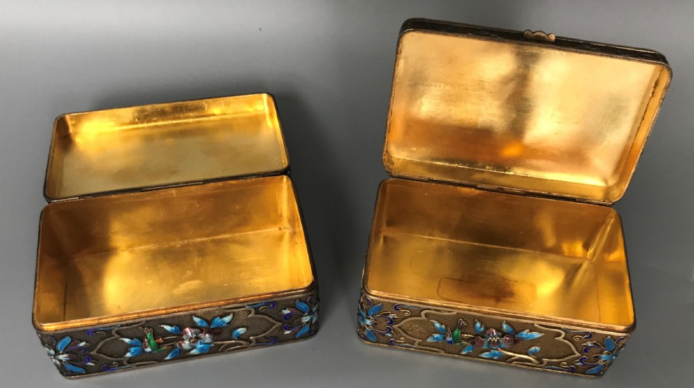 Chinese silver, enamel and hardstone boxes. View VIII