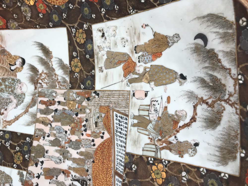 Large Japanese Kutani porcelain chargers . View V