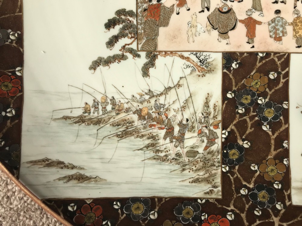 Large Japanese Kutani porcelain chargers . View IX