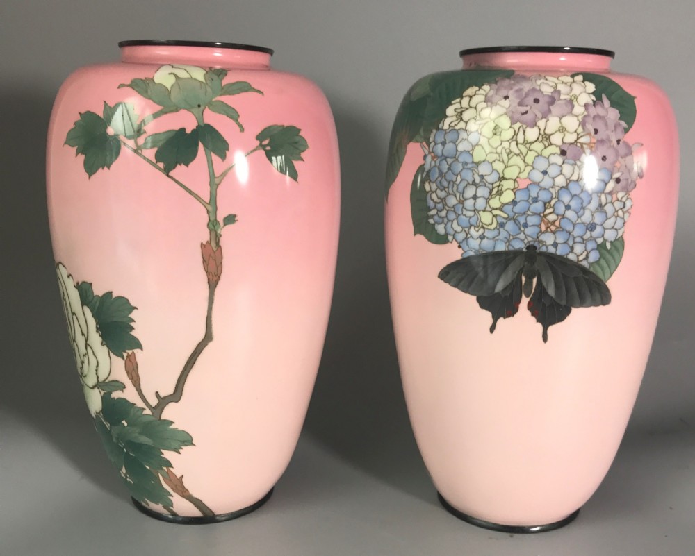 Beautiful pair Japanese Cloisonne vases.