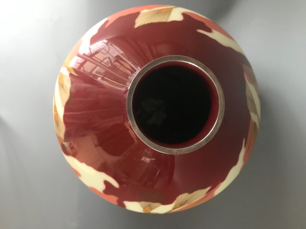 Large Japanese silver mounted CLOISONNE  vase by ANDO. View II