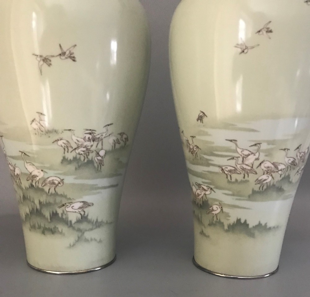 An important pair of antique Japanese Cloisonne vases. View II