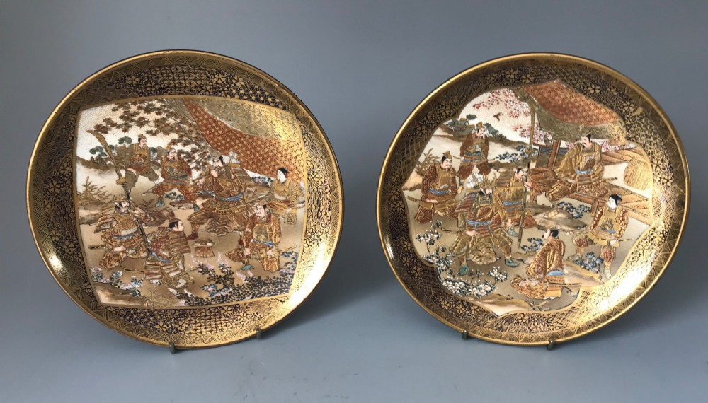 Japanese Satsuma plaques by Kinkozan.