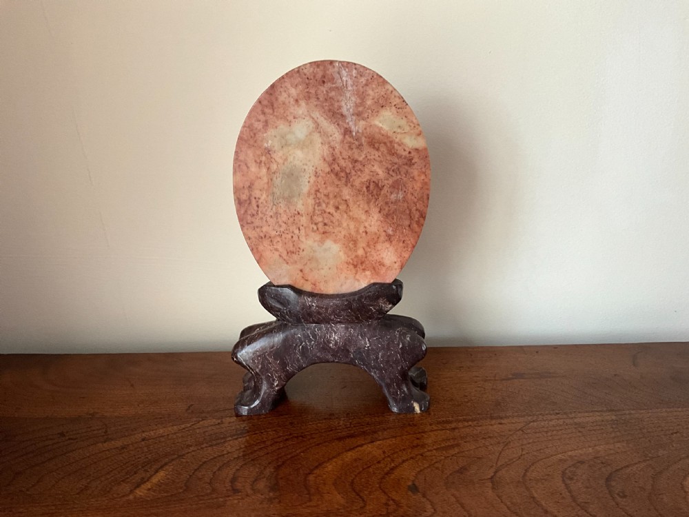 CHINESE CARVED SOAPSTONE TABLE SCREEN View II
