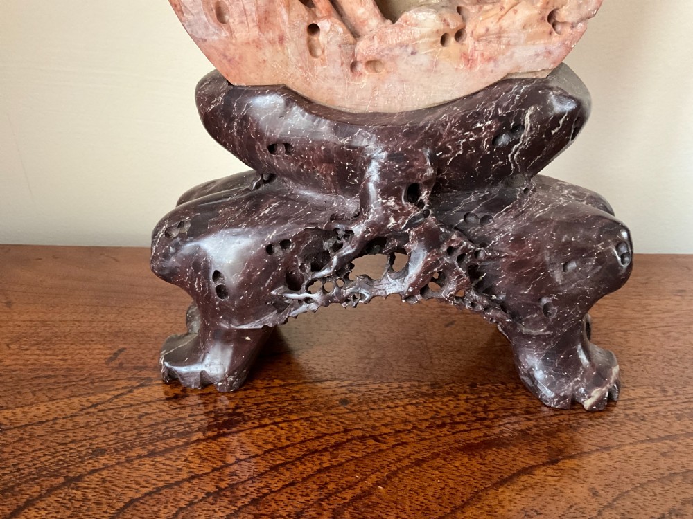 CHINESE CARVED SOAPSTONE TABLE SCREEN View IV