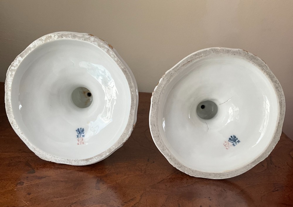 Large pair KPM porcelain candlesticks . View III