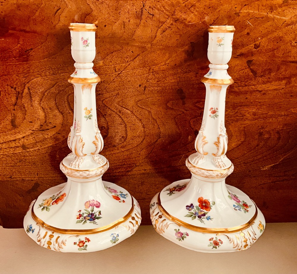 Large pair KPM porcelain candlesticks . View IV