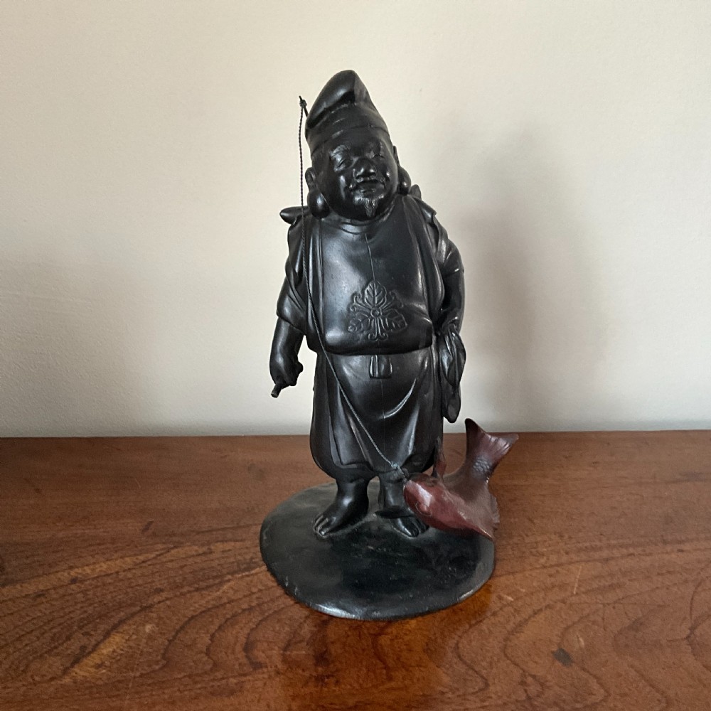 Japanese bronze okimono of Ebisu . View II