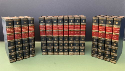 3 Sets of Works by Lord Macaulay in 16 Uniformly Bound Leather Books 1880-1895