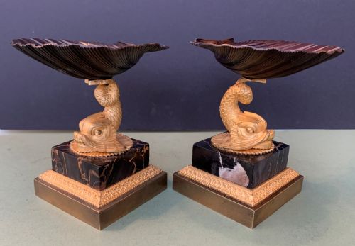 A Very Fine Pair of Regency Period Bronze and Gilt Bronze Tazze in the Manner of Thomas Messenger.