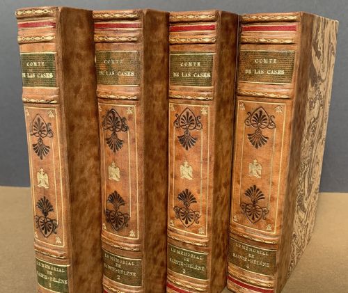 Of Napoleonic Interest - 4 Book Set of French Text Decorative Bindings - Le Memorial De St Helene by Emmanuel Le Comte De Las Cases - Circa 1920