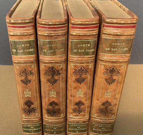 fig 1. OF NAPOLEONIC INTEREST - 4 BOOK SET OF FRENCH TEXT DECORATIVE BINDINGS - LE MEMORIAL DE ST HELENE BY EMMANUEL LE COMTE DE LAS CASES - CIRCA 1920