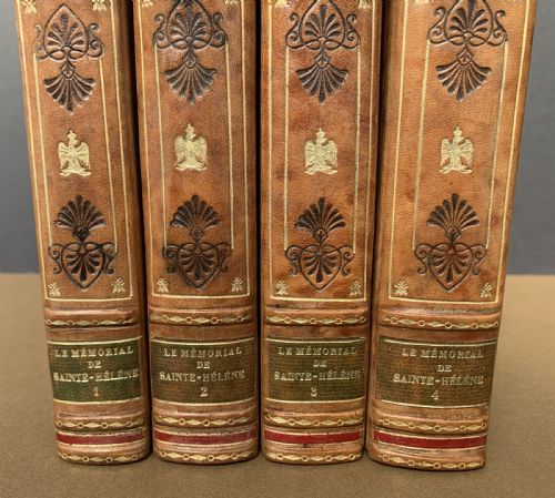 fig 2. OF NAPOLEONIC INTEREST - 4 BOOK SET OF FRENCH TEXT DECORATIVE BINDINGS - LE MEMORIAL DE ST HELENE BY EMMANUEL LE COMTE DE LAS CASES - CIRCA 1920