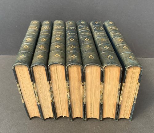 fig 2. 7 book set of Novels and Tales by Mrs Gaskell dated 1893-1900 and bound by Riviere