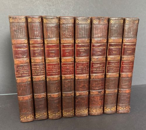 The Plays of William Shakspeare Complete in 8 Leather Bound Books Dated 1823