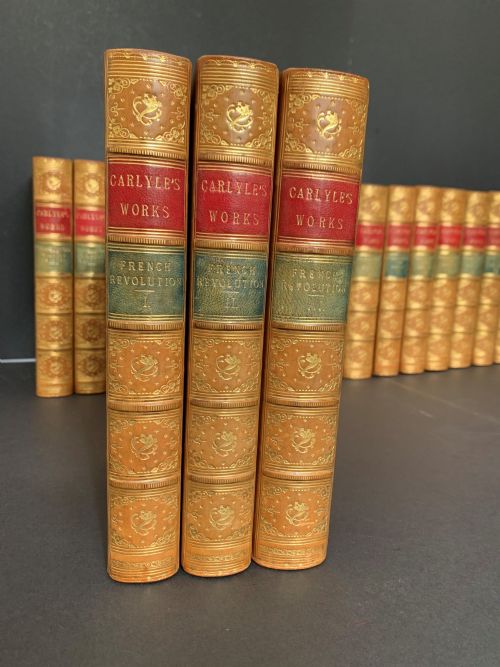 fig 2. A sparkling uniformly bound 21 book selection of Carlyle's collected works from the Library Edition published 1869-1871
